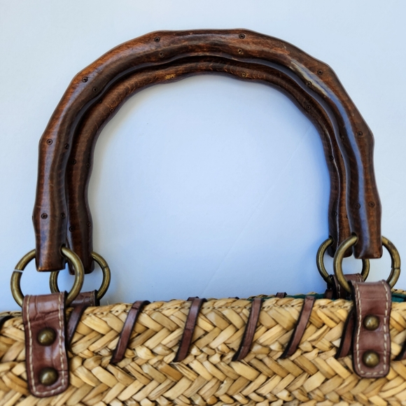 Boho Summer Woven Straw Bag Gem Stones Embellished Beach - Picture 5 of 17